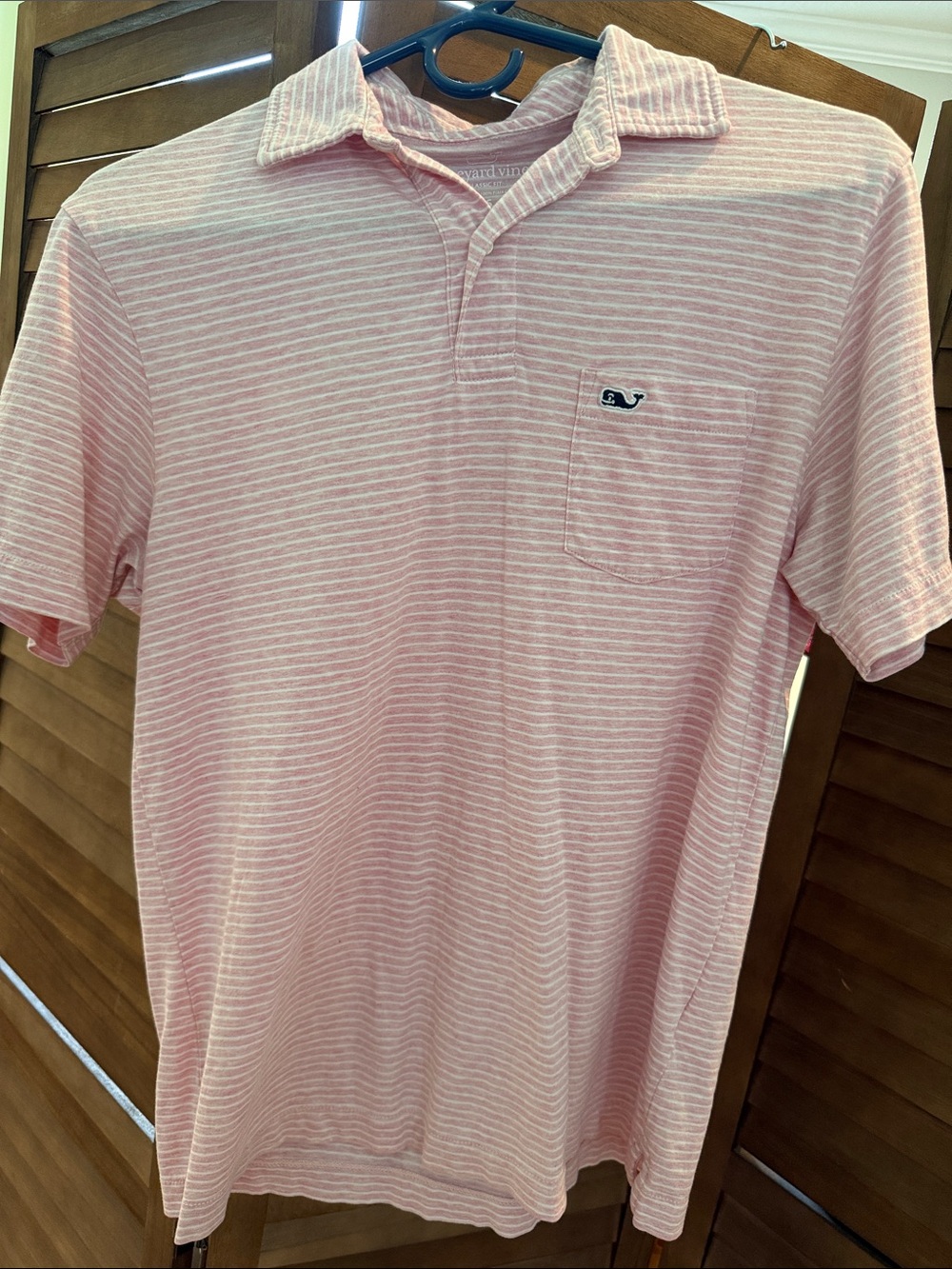 Vineyard Vines Striped Pink Pocket Polo
